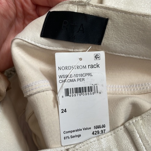 RtA • Cream White 100% Lambskin Stretch Leather Skinny Pants W24 - Picture 8 of 10